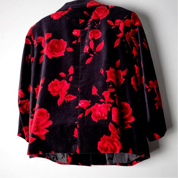 Talbots Red Rose Velvet Jacket 16WP Soft Goth Floral Romantic Dark Academia - Picture 6 of 9
